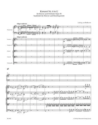 Concerto for Pianoforte and Orchestra No. 4 Op. 58 - Beethoven - Score, Set of Parts, Urtext Edition - Piano Sextet