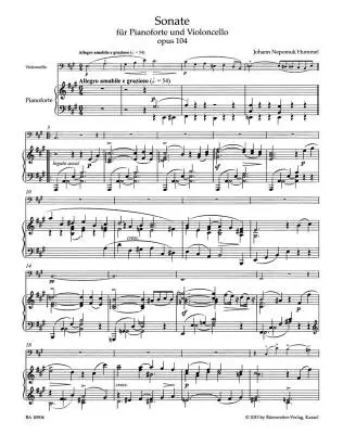 Sonata for Pianoforte and Violoncello Op. 104 - Hummel - Performance Score, Part, Urtext Edition - Violoncello, Piano