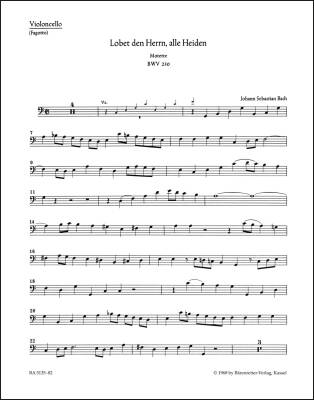 Lobet den Herrn, Alle Heiden BWV 230 - Bach - Cello/Bassoon Part, Urtext Edition