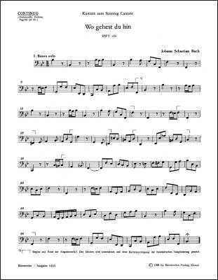 Wo Gehest du Hin? BWV 166 - Bach - Cello/Double Bass/Bassoon Part, Urtext Edition
