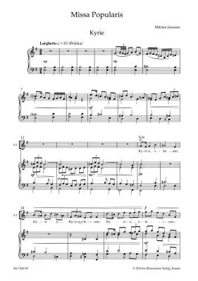 Missa Popularis - Jansson - Vocal Score - Female Choir (Male Choir Ad Libitum), String Quartet