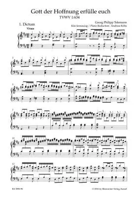 Gott der Hoffnung Erfulle Euch TVWV 1:634 - Telemann - Vocal Score, Urtext Edition - Choir, Strings, Basso Continuo
