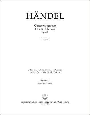 Concerto Grosso in B-flat Major Op. 6/7 HWV 325 - Handel - Part, Urtext Edition