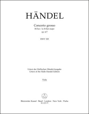 Concerto Grosso in B-flat Major Op. 6/7 HWV 325 - Handel - Part, Urtext Edition