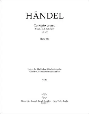 Baerenreiter Verlag - Concerto Grosso in B-flat Major Op. 6/7 HWV 325 - Handel - Part, Urtext Edition