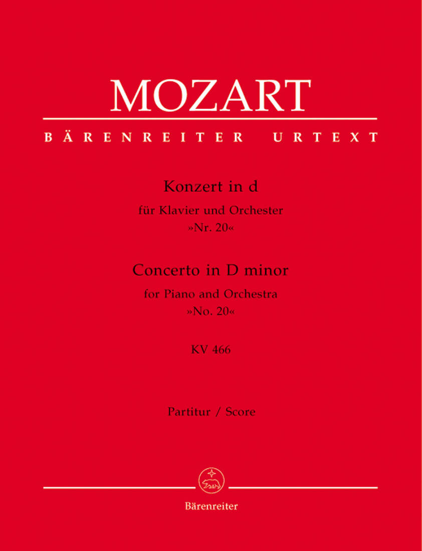 Concerto for Piano and Orchestra No. 20 in D Minor K. 466 - Mozart - Score, Urtext Edition - Piano, Orchestra