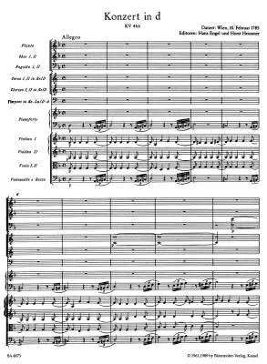 Concerto for Piano and Orchestra No. 20 in D Minor K. 466 - Mozart - Score, Urtext Edition - Piano, Orchestra