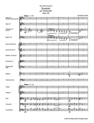 Concerto for Violoncello and Orchestra in B Minor Op. 104 - Dvorak - Study Score, Urtext Edition - Violoncello, Orchestra