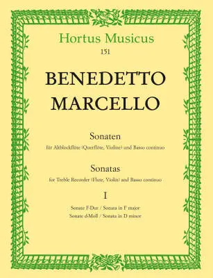 Baerenreiter Verlag - Sonatas for Treble Recorder (Flute, Violin) and Basso Continuo - Marcello - Performance Score, Set of Parts