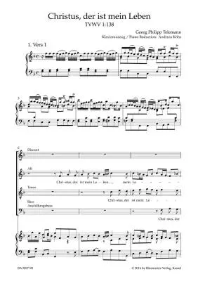 Christus, der Ist Mein Leben TVWV 1:138 - Telemann - Vocal Score, Urtext Edition
