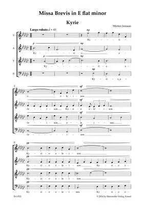 Missa Brevis in E-flat Minor - Jansson - Choral Score - Choir