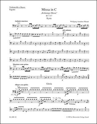 Missa in C Major K. 317 ''Coronation Mass'' - Mozart - Cello/Double Bass/Bassoon Part, Urtext Edition