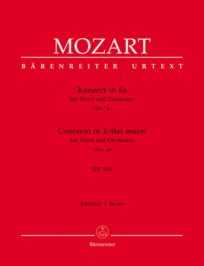 Concerto for Horn and Orchestra No. 4 in E-flat Major K. 495 - Mozart - Score, Urtext Edition - Horn, Orchestra