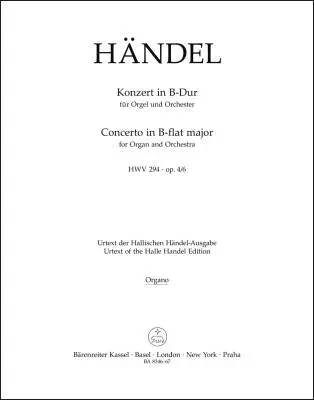 Concerto in B-flat Major Op. 4/6 HWV 294 - Handel - Organ Part