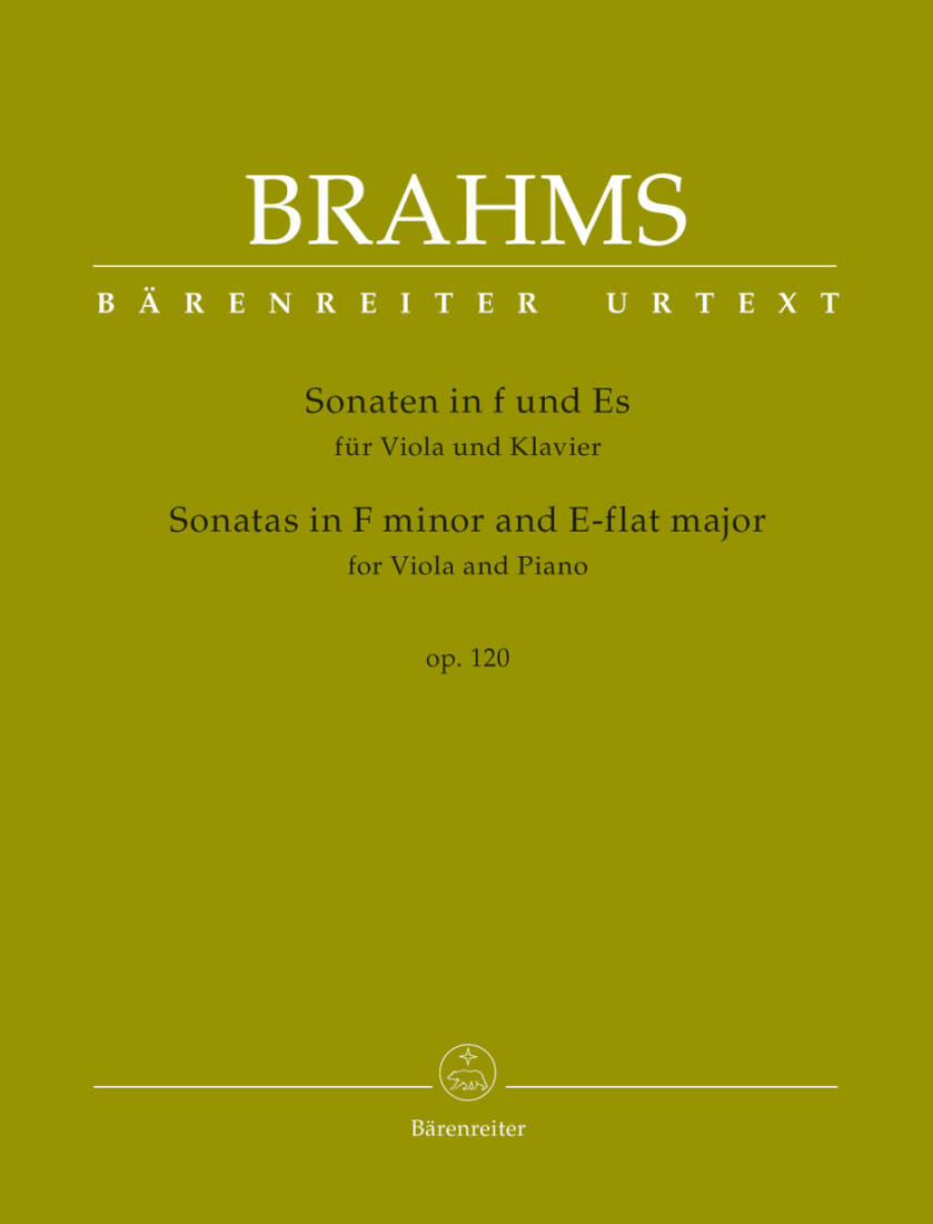 Sonatas in F Minor and E-flat Major for Viola and Piano Op. 120 - Brahms - Performance Score, Part, Urtext Edition - Viola, Piano