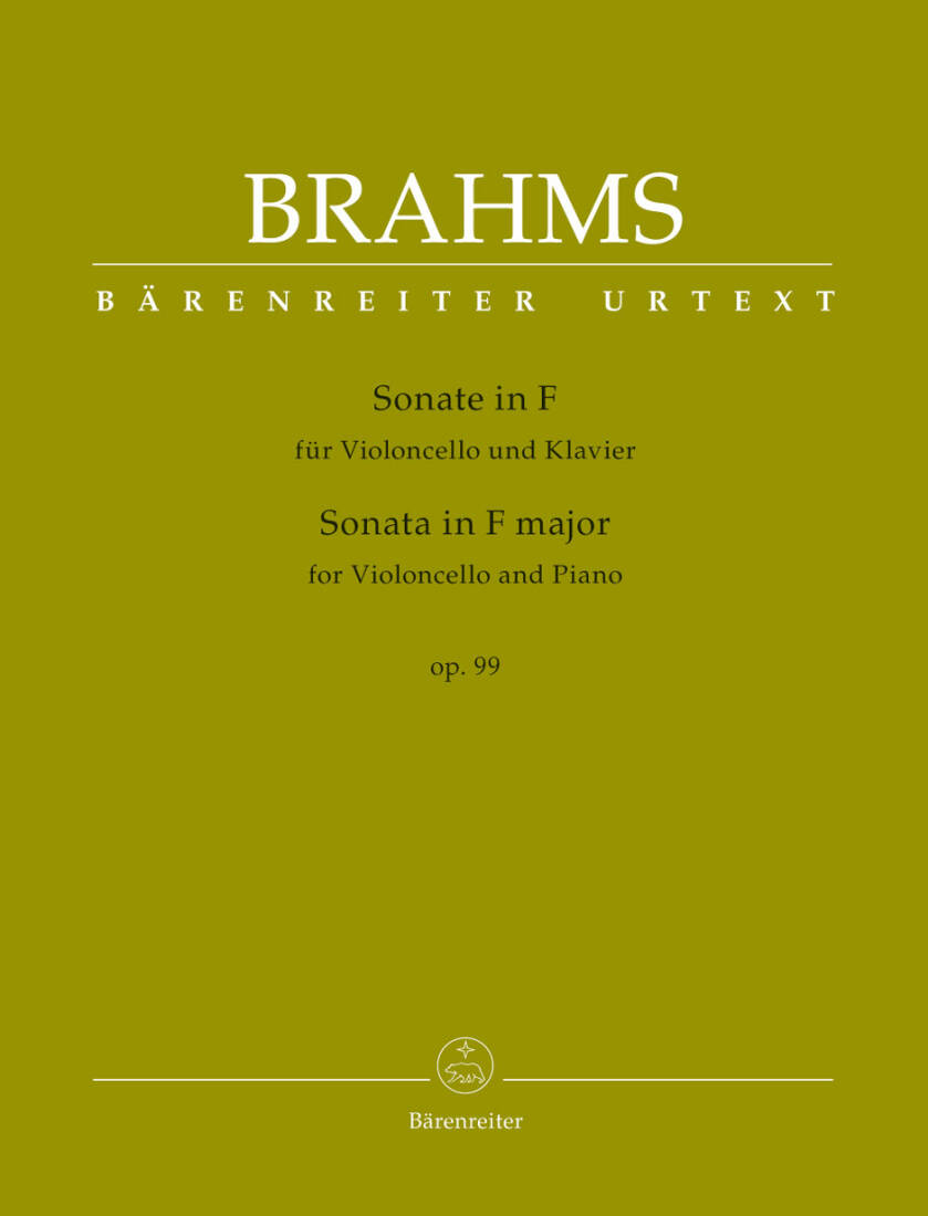 Sonata for Violoncello and Piano in F Major Op. 99 - Brahms - Performance Score, Part, Urtext Edition - Violoncello, Piano