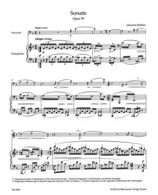 Sonata for Violoncello and Piano in F Major Op. 99 - Brahms - Performance Score, Part, Urtext Edition - Violoncello, Piano