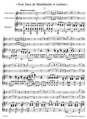 Trois Duos de Mendelssohn et Lachner for Two Flutes and Piano Op. 33 - Bohm - Performance Score, Set of Parts, Anthology - Flute, Piano
