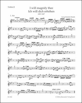 I Will Magnify Thee HWV 250b - Handel - Violin II Part, Urtext Edition