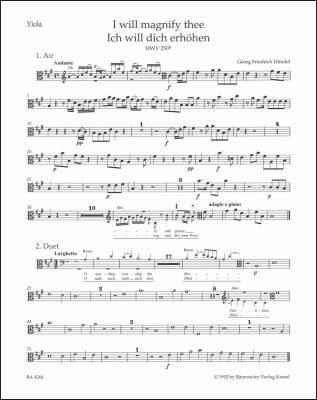 I Will Magnify Thee HWV 250b - Handel - Viola Part, Urtext Edition