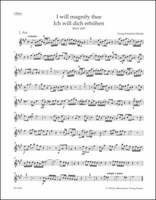 I Will Magnify Thee HWV 250b - Handel - Oboe Part, Urtext Edition
