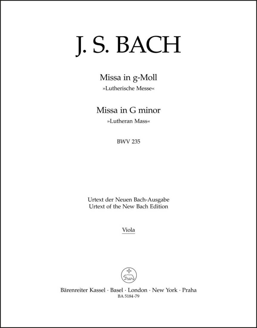 Mass in G Minor BWV 235 - Bach - Part, Urtext Edition