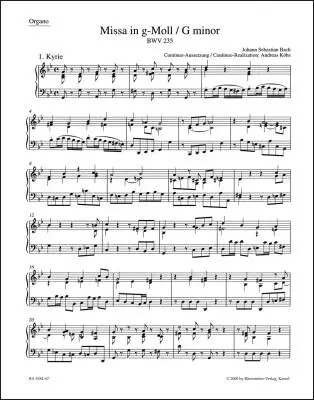 Baerenreiter Verlag - Mass in G Minor BWV 235 - Bach - Part, Urtext Edition