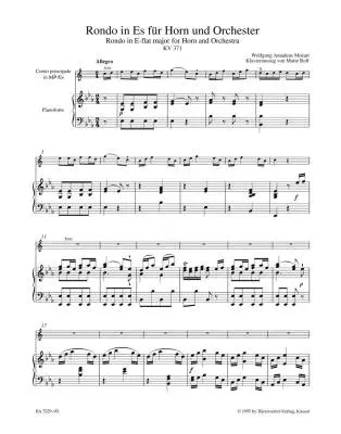 Rondo for Horn and Orchestra in E-flat Major K. 371 - Mozart - Piano Reduction, Part, Urtext Edition - Horn, Orchestra