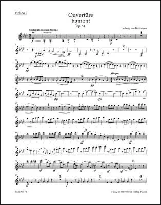 Baerenreiter Verlag - Overture Egmont for Orchestra Op. 84 - Beethoven - Part, Urtext Edition