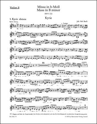 Mass in B Minor BWV 232 - Bach - Violin II Part, Urtext Edition