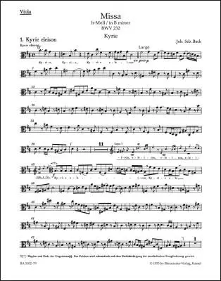Mass in B Minor BWV 232 - Bach - Viola Part, Urtext Edition