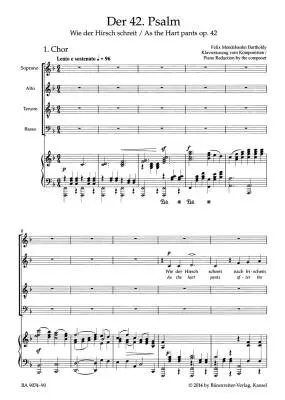 Der 42. Psalm \'\'Wie der Hirsch Schreit\'\' (Psalm 42 \'\'as the Hart Pants\'\') Op. 42 - Mendelssohn Bartholdy - Vocal Score, Urtext Edition