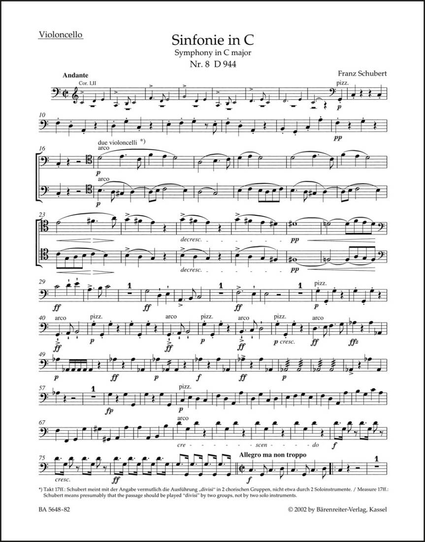 Symphony No. 8 in C Major D 944 \'\'the Great\'\' - Schubert - Part, Urtext Edition