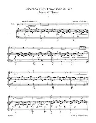 Romantic Pieces for Violin and Piano Op. 75 - Dvorak - Performance Score, Part - Violin, Piano