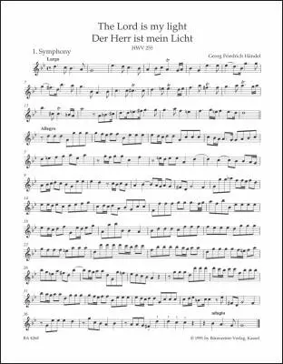 The Lord Is My Light HWV 255 - Handel - Violin I Part, Urtext Edition