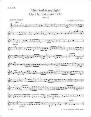 The Lord Is My Light HWV 255 - Handel - Violin II Part, Urtext Edition