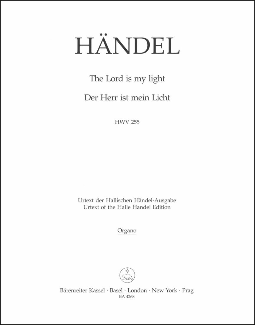 The Lord Is My Light HWV 255 - Handel - Oragn Part, Urtext Edition