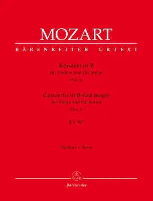 Baerenreiter Verlag - Concerto for Violin and Orchestra No. 1 in B-flat Major K. 207 - Mozart - Score, Urtext Edition - Violin, Orchestra