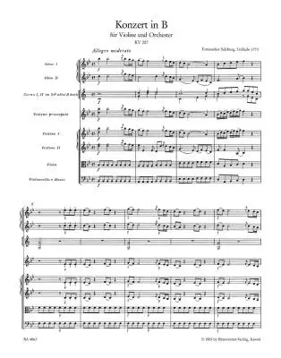 Concerto for Violin and Orchestra No. 1 in B-flat Major K. 207 - Mozart - Score, Urtext Edition - Violin, Orchestra