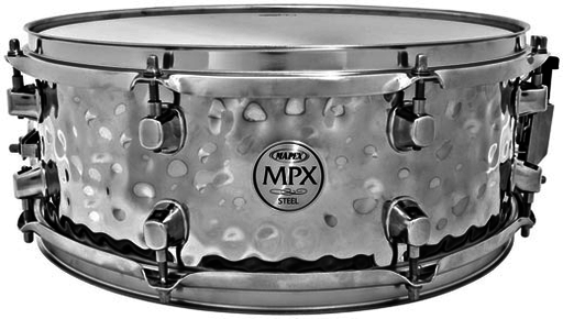 14 x 5.5 Hammered Steel Snare Drum - Chrome