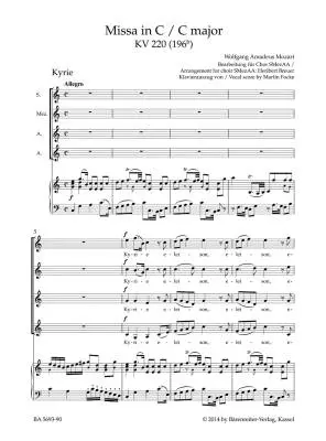 Missa in C Major K. 220 (196b) \'\'Sparrow Mass\'\' - Mozart - Vocal Score - Soloists, Female Choir, Orchestra