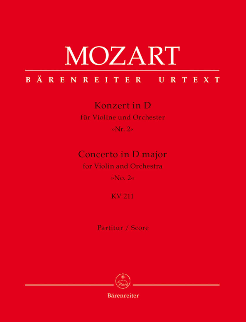 Concerto for Violin and Orchestra No. 2 in D Major K. 211 - Mozart - Score, Urtext Edition - Violin, Orchestra