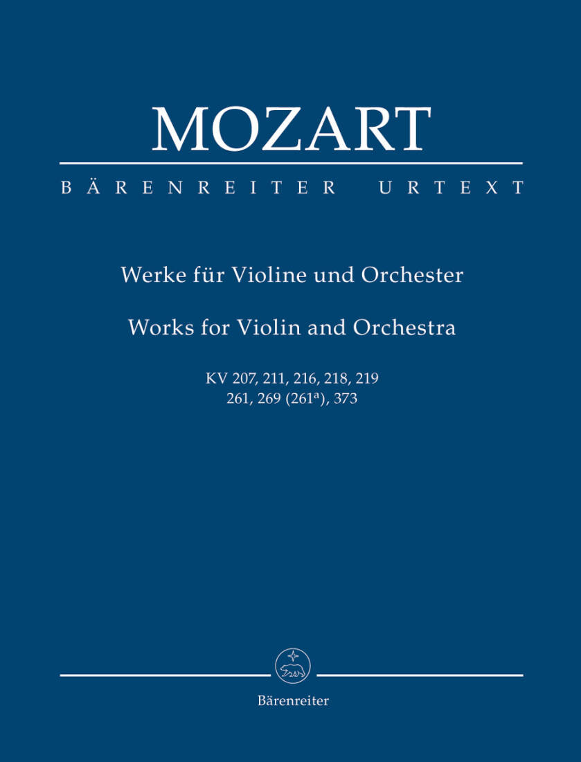 Works for Violin and Orchestra K. 207, 211, 216, 218, 219, 261, 269 (261a), 373 - Mozart - Study Score, Anthology, Urtext Edition - Violin, Orchestra
