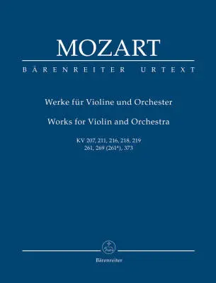 Baerenreiter Verlag - Works for Violin and Orchestra K. 207, 211, 216, 218, 219, 261, 269 (261a), 373 - Mozart - Study Score, Anthology, Urtext Edition - Violin, Orchestra
