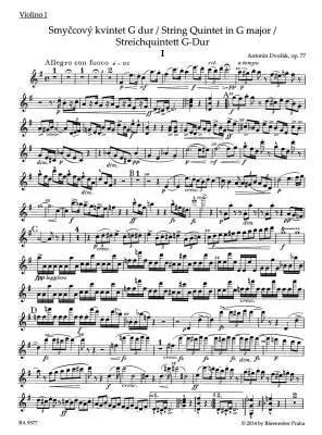 String Quintet in G Major Op. 77 - Dvorak - Set of Parts