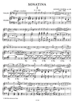 Sonatina for Violin and Piano in G Major Op. 100 - Dvorak - Performance Score, Part - Violin, Piano