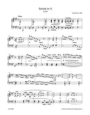 Sonata for Piano in a Major D 959 - Schubert - Performance Score, Urtext Edition - Piano