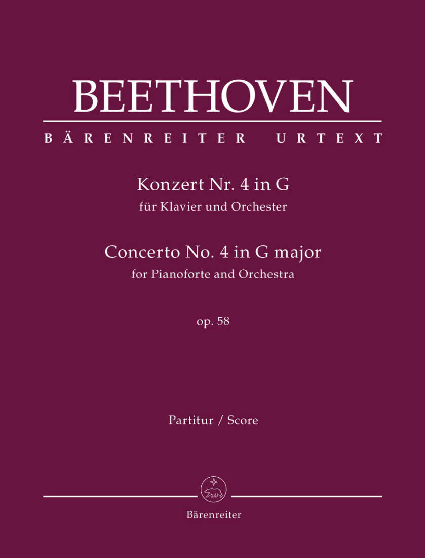 Concerto for Pianoforte and Orchestra No. 4 in G Major Op. 58 - Beethoven - Score, Urtext Edition - Piano, Orchestra