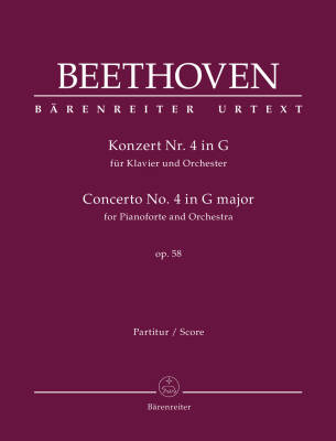 Baerenreiter Verlag - Concerto for Pianoforte and Orchestra No. 4 in G Major Op. 58 - Beethoven - Score, Urtext Edition - Piano, Orchestra