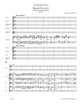 Concerto for Pianoforte and Orchestra No. 4 in G Major Op. 58 - Beethoven - Score, Urtext Edition - Piano, Orchestra